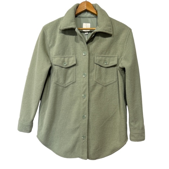 Joie Boyfriend Shacket Sage Green Medium Blogger Favorite Button Down Jacket - Picture 2 of 8